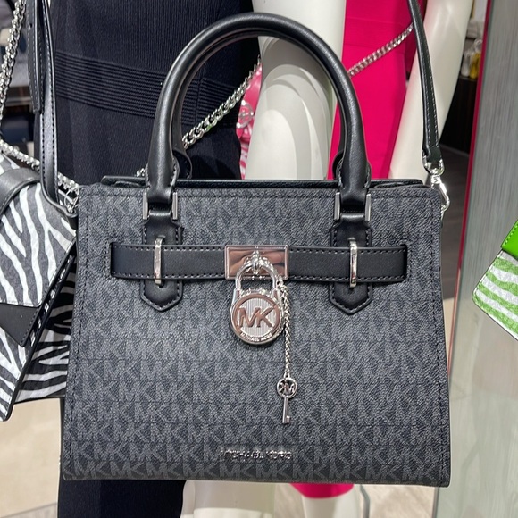 Michael Kors Hamilton Small Signature Logo Satchel Crossbody Bag
Black /Silver - Picture 15 of 16